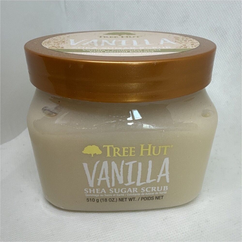 Tree Hut Vanilla Shea Sugar Body Scrub 18 oz Exfoliating, Colloidal Gold
